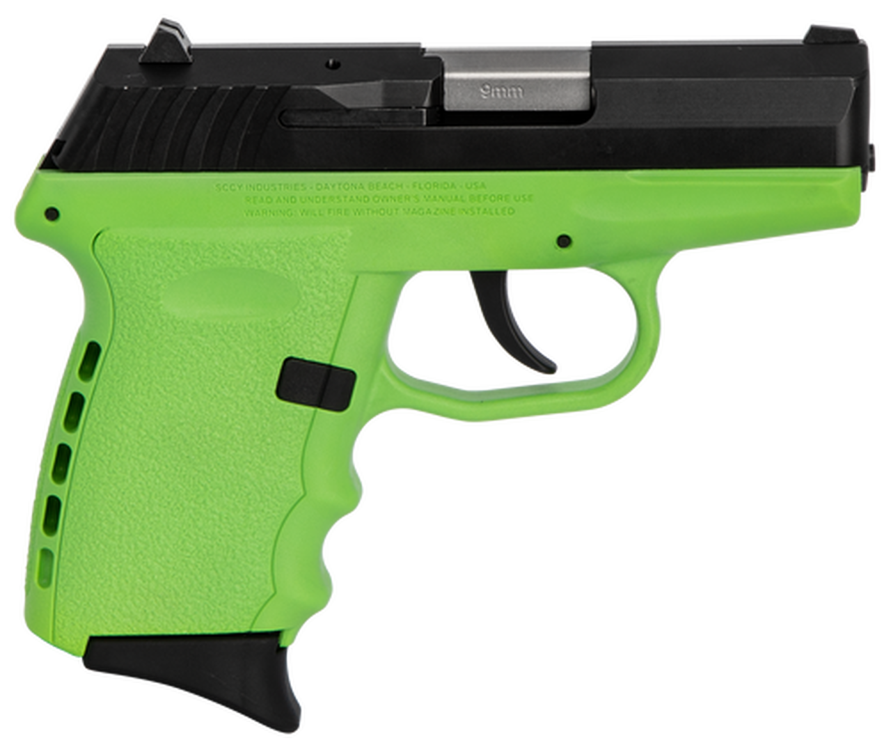 SCCY CPX-2 Carbon 9mm, 3.1" Barrel, Lime Grip, Black Stainless Steel Slide, 10rd