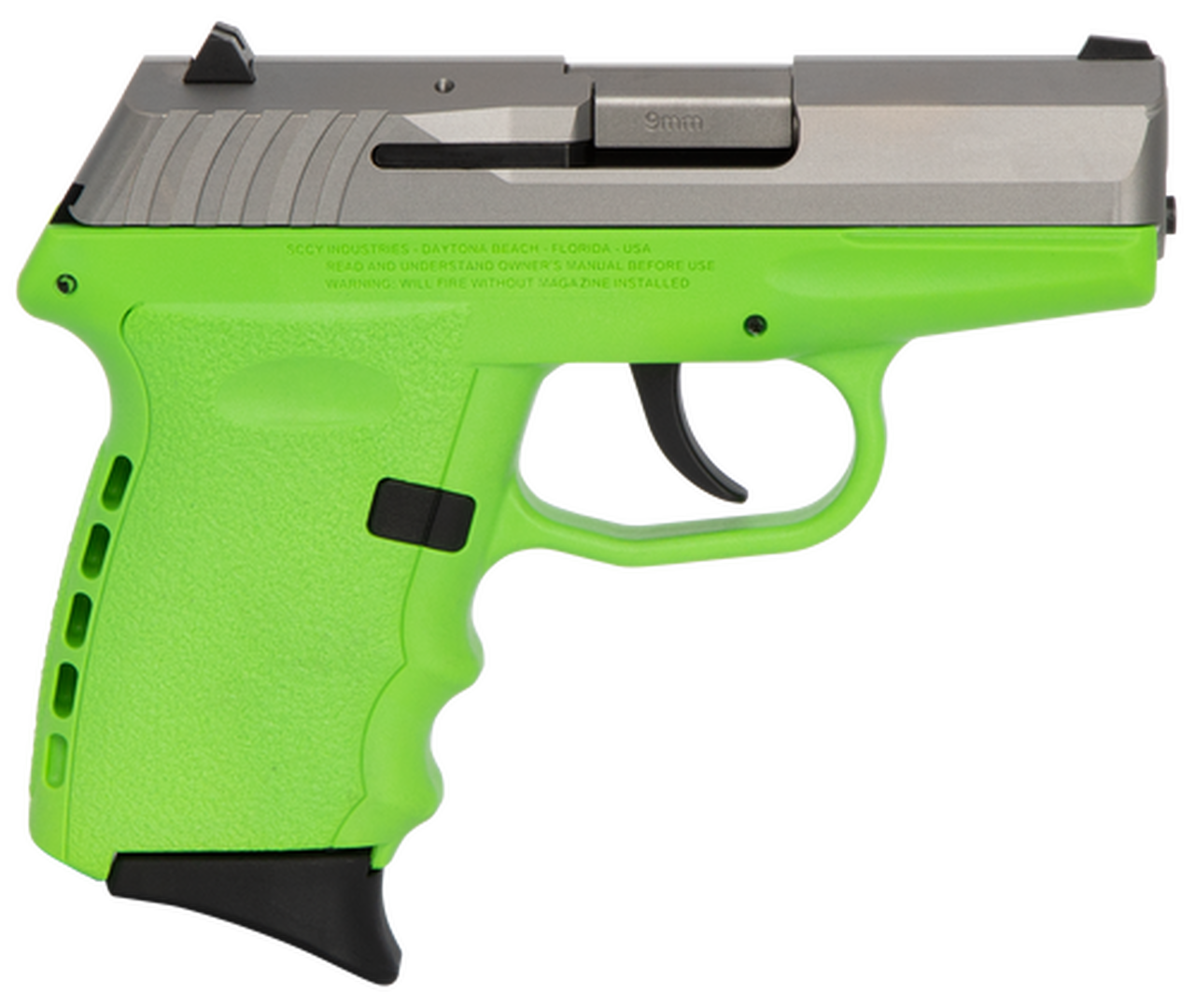 SCCY CPX-2 Carbon 9mm, 3.1" Barrel, Lime Grip, Stainless Steel Slide, 10rd