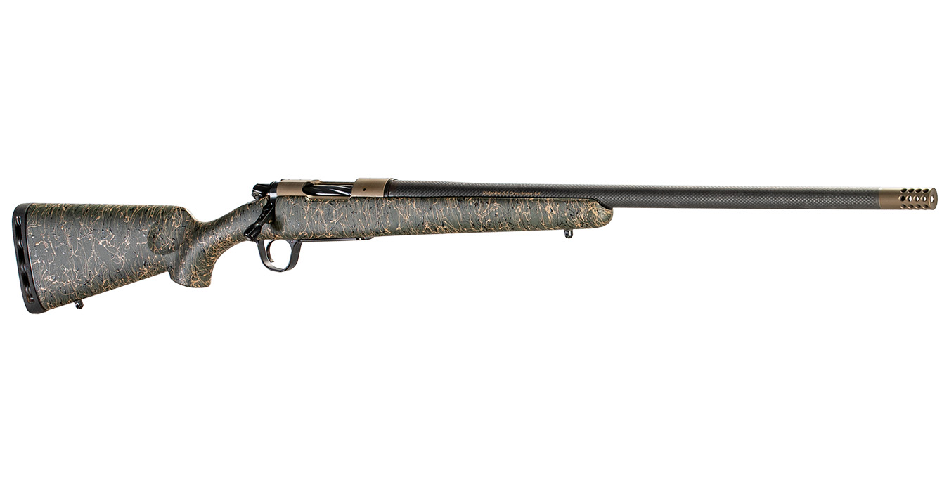 Ridgeline 300 Rem Ultra Mag Bolt-Action Rifle with Green, Black, Tan Stock and Burnt Bronze Cerakote Finish