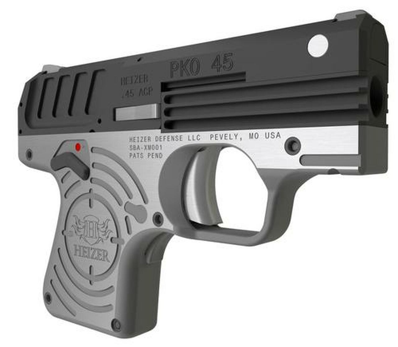 Heizer PKO 45 ACP, 2.75", 5rd, Stainless Steel Frame, Black Slide