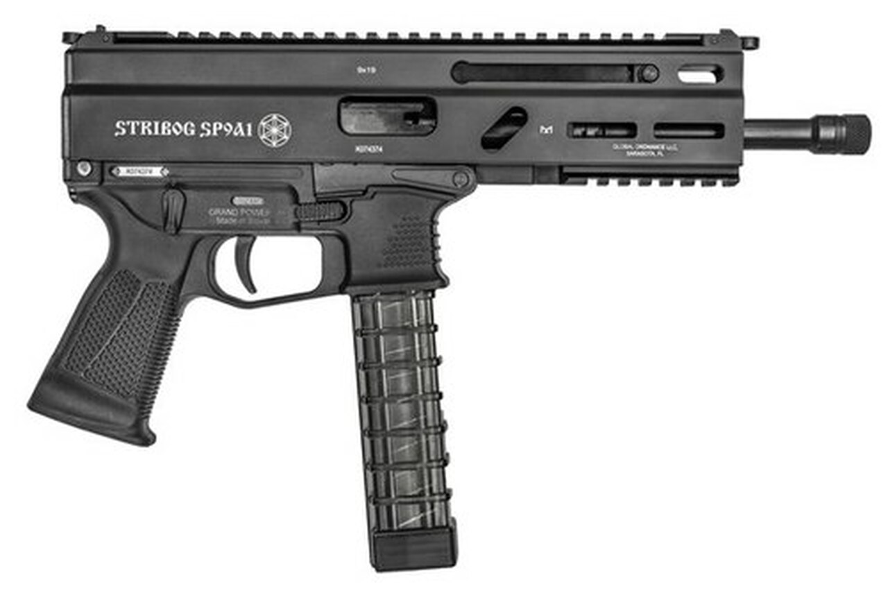 Grand Power Stribog SP9A1 Gen2 9mm, 8" Barrel, Hardcoat Anodized, M-Lok Rail, 3x30rd Mags