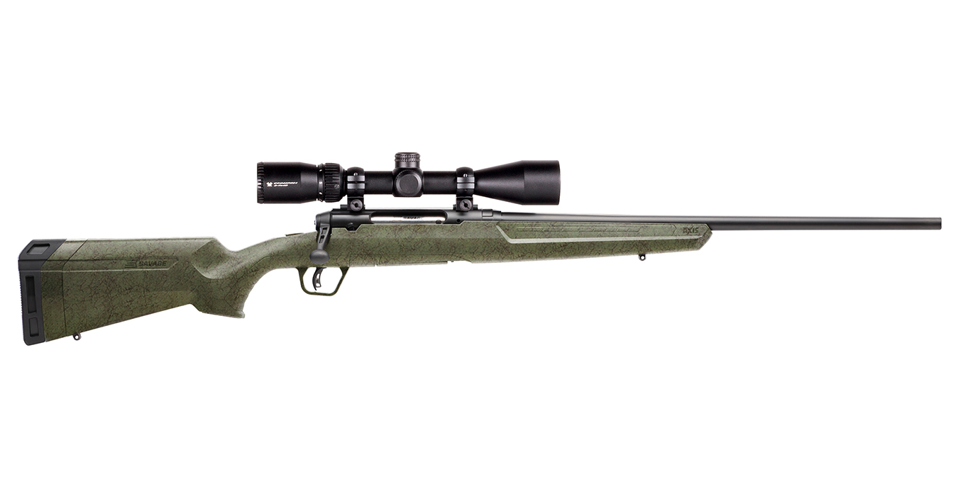 AXIS II XP 243 Win Rifle with Vortex 3-9x40mm Crossfire II Scope and Green Stock with Black Webbing