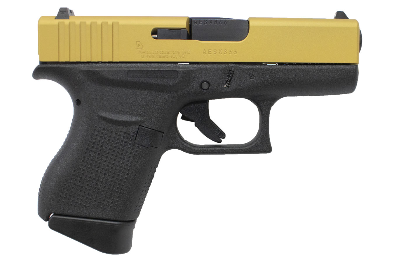 43 9mm Single Stack Pistol with Cerakote Gold Slide (Made in USA)