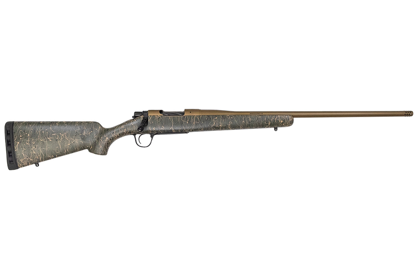 Mesa 308 Win Bolt Action Rifle with Green Stock with Black and Tan Webbing