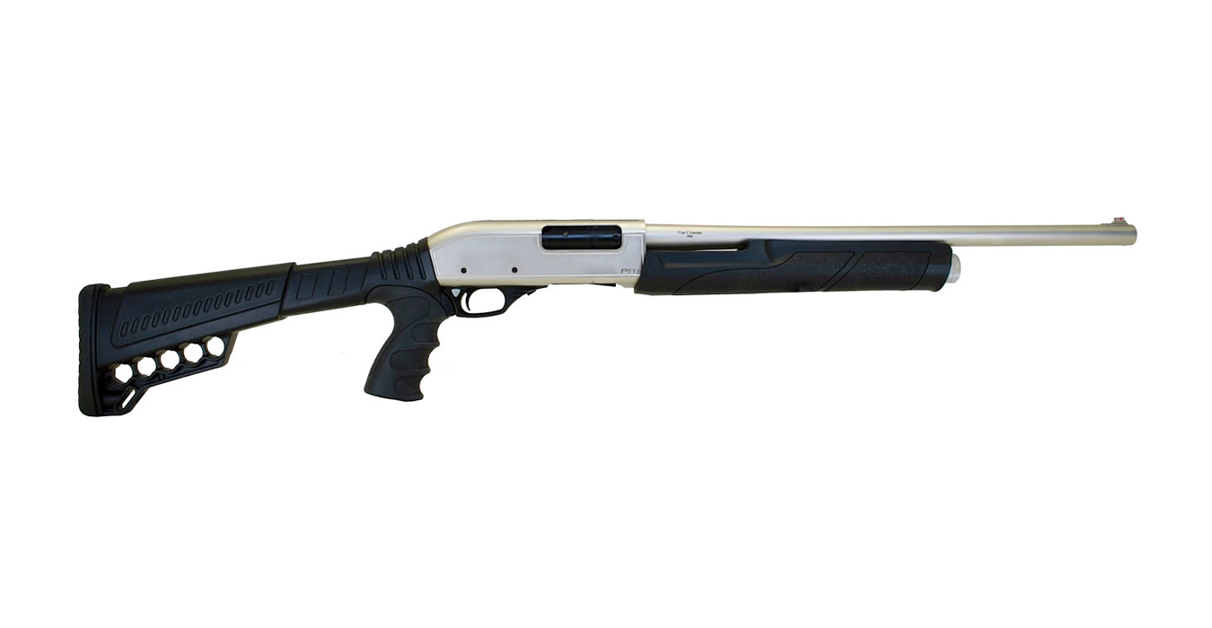 PAX 12-Gauge Pistol Grip Pump-Action Shotgun with Nickel Finish and Fiber Optic