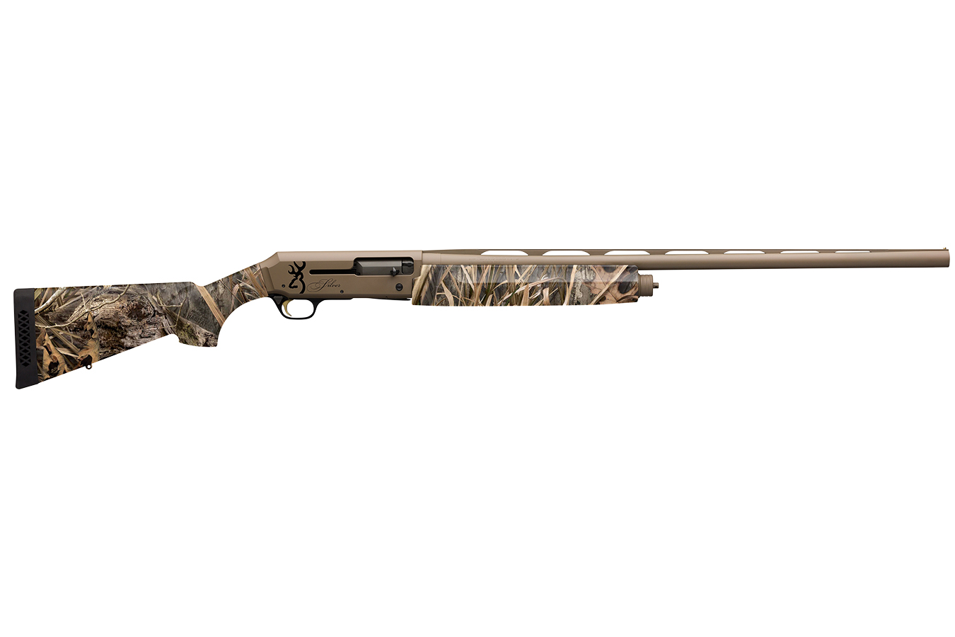 Silver Field 12 Gauge Semi-Automatic Shotgun with Mossy Oak Shadow Grass Habitat Camo Stock and FDE Cerakote Finish