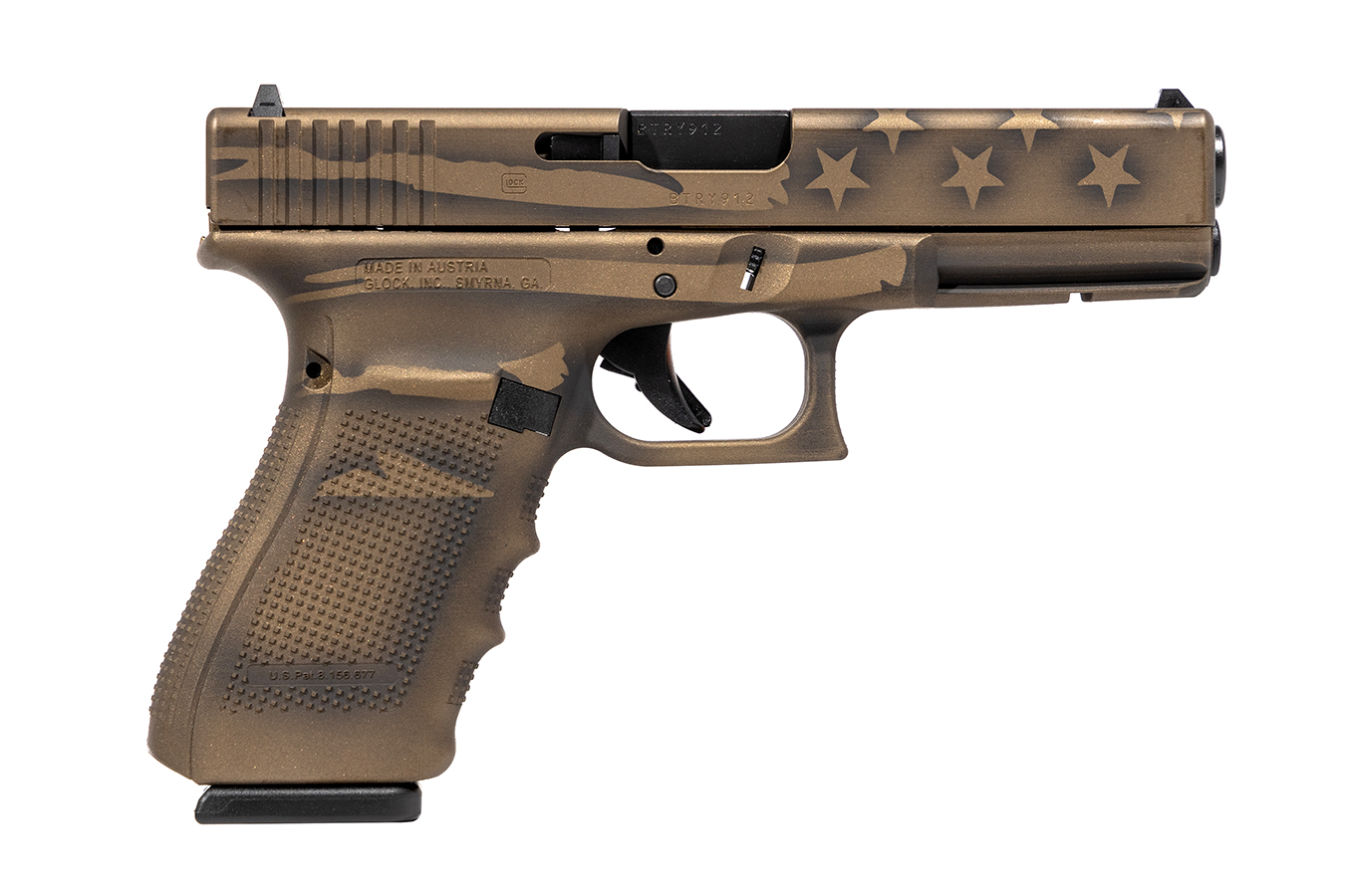 20 Gen4 10mm Full-Size Pistol with Black/Coyote Battleworn Flag Cerakote Finish