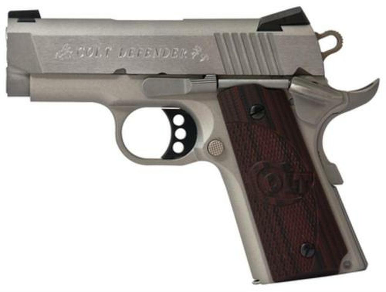 Colt Defender 45 ACP, 3", Brushed Cerakote SS, Novak Sights, G10 Grips, 7rd