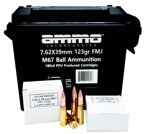 Ammo Inc M67 Ball Ammunition 7.62x39, 123gr, Full Metal Jacket, 180rd Box