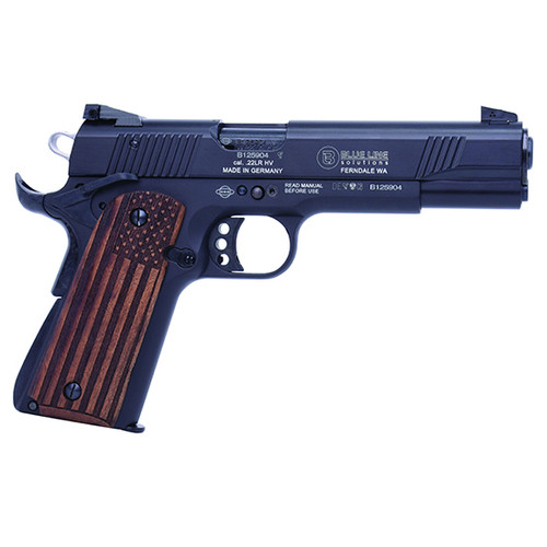 Mauser Rimfire 1911 22 LR, 5" Barrel, Black, Wood Flag Grip, 10rd