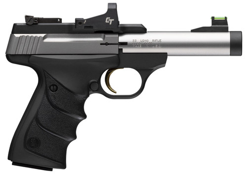 Browning Buck Mark Micro 22 LR, 4" Threaded Barrel, Black Grip, Stainless Bull Barrel, Includes Crimson Trace Red Dot, 10rd