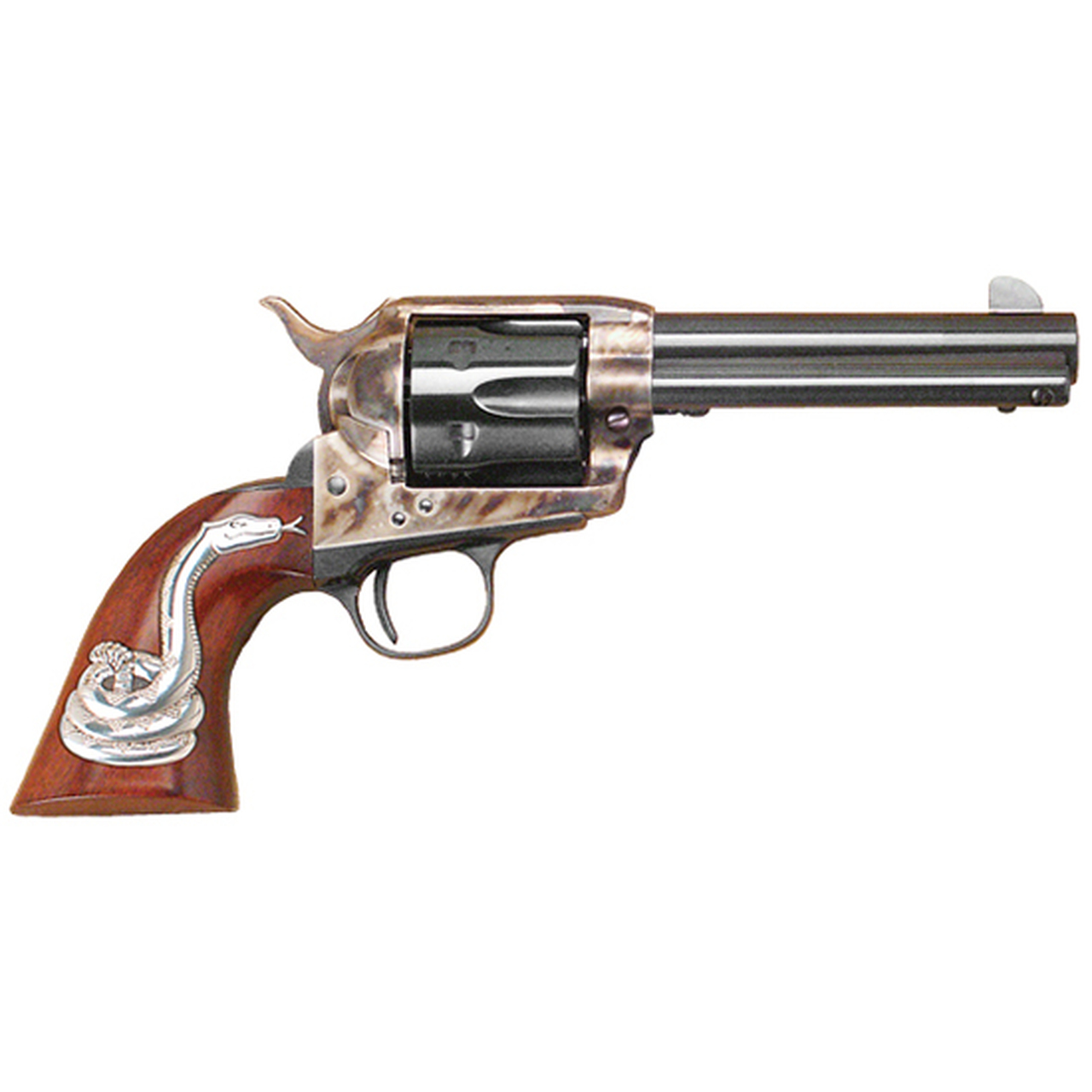 Cimarron Man With No Name 45 Colt, 4 3/4" Barrel, Color Case-hardened, Snake Right Side