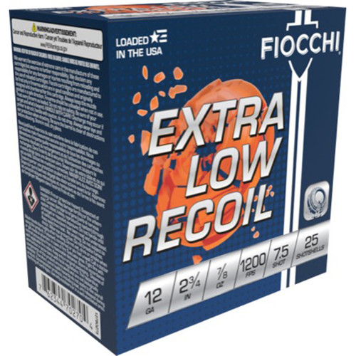 Fiocchi Low Recoil 12 Ga, 2.75", 7/8 oz 7.5 Shot, 250rd Case