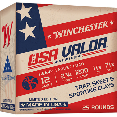 Winchester USA Valor 12 Ga, 2.75", 1-1/8 oz, 7-1/2 Shot, 25rd Box