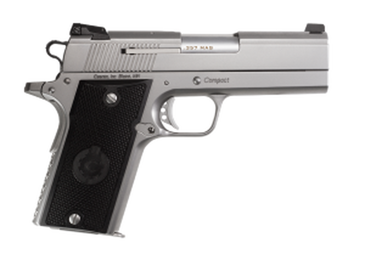 Coonan Compact 357 Mag, 4", Satin Stainless, Fixed White Dot Sights, Black Alum Grips, 2 Mags (Special Order)
