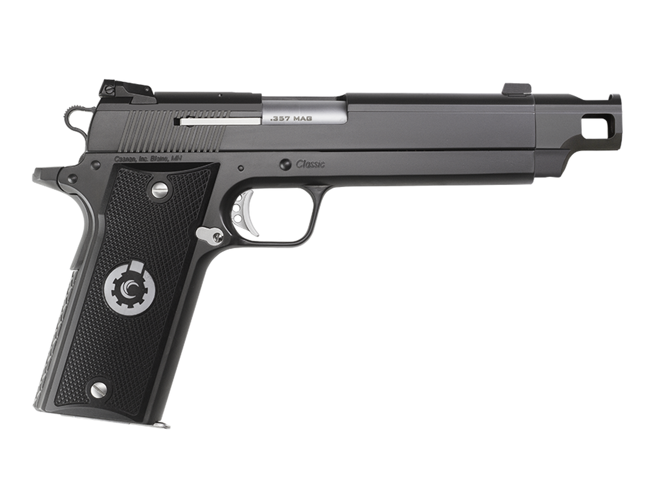 Coonan Compensated 357 Mag, 5.7", Black Ionbond Stainless, Fixed Black Sights, Black Alum Grips, 1 Mag (Special Order)