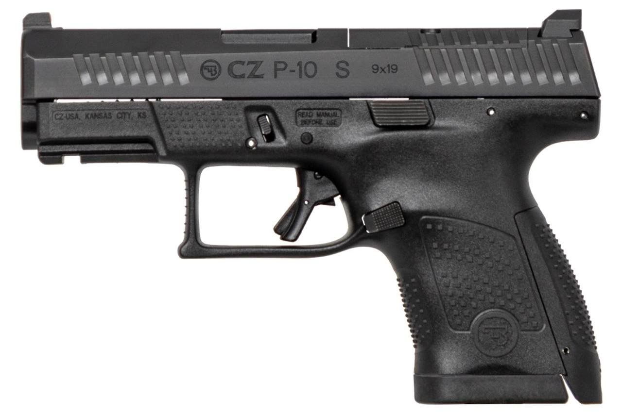 CZ P-10S, Semi-automatic, Striker Fired, Sub-Compact, 9mm, 3.5" Barrel, Polymer Frame, Black Color, Nitride Finish, Ambidextrous, Trigger Safety, Fixed Sights, 12Rd, 2 Magazines