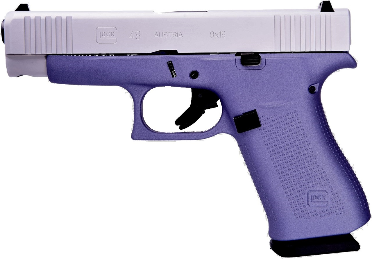 Glock 48 9mm, 4" Barrel, Fixed Sights, Lavender, Silver nPVD Slide, 2x 10rd