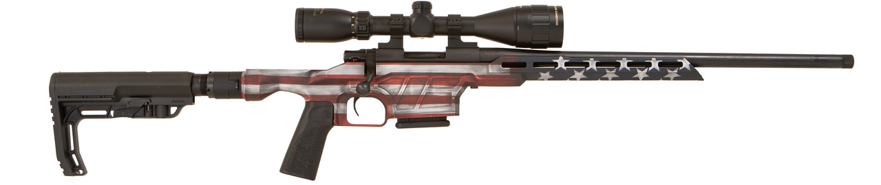Howa Mini EXCL Lite 7.62x39mm, 20" TB, GamePro Scope, Folding HTI Stock, American Flag Cerakote, 5rd