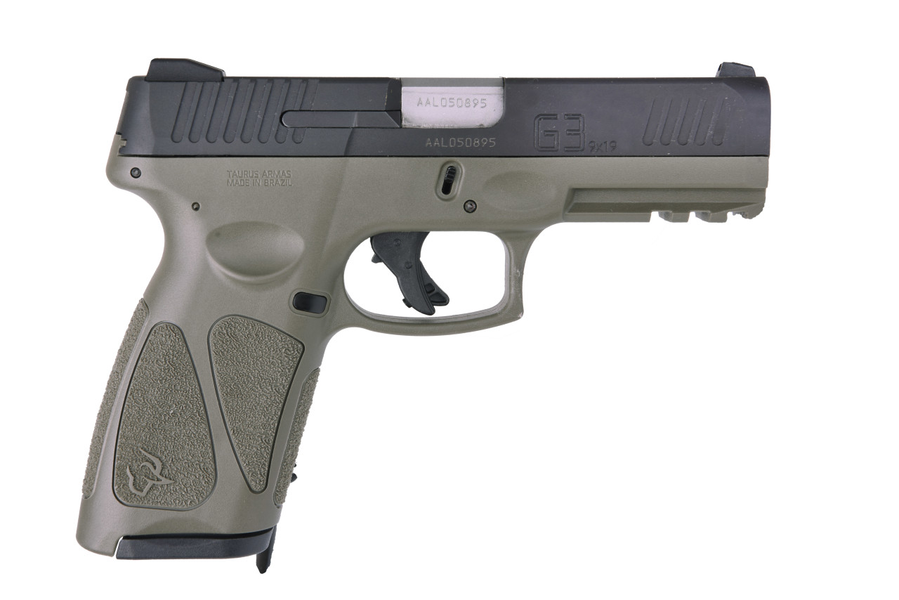 Taurus G3 Full Size, 9mm, 4" Barrel, Polymer Frame, Black/OD Green, 2 Magazines, 1-15rd &amp; 1-17rd