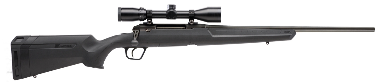 Savage Axis XP Compact, 6.5 Creedmoor, 20", Black Color, Black Polymer Stock, Weaver 3-9x40 Scope, 4Rd, Detachable Box Magazine