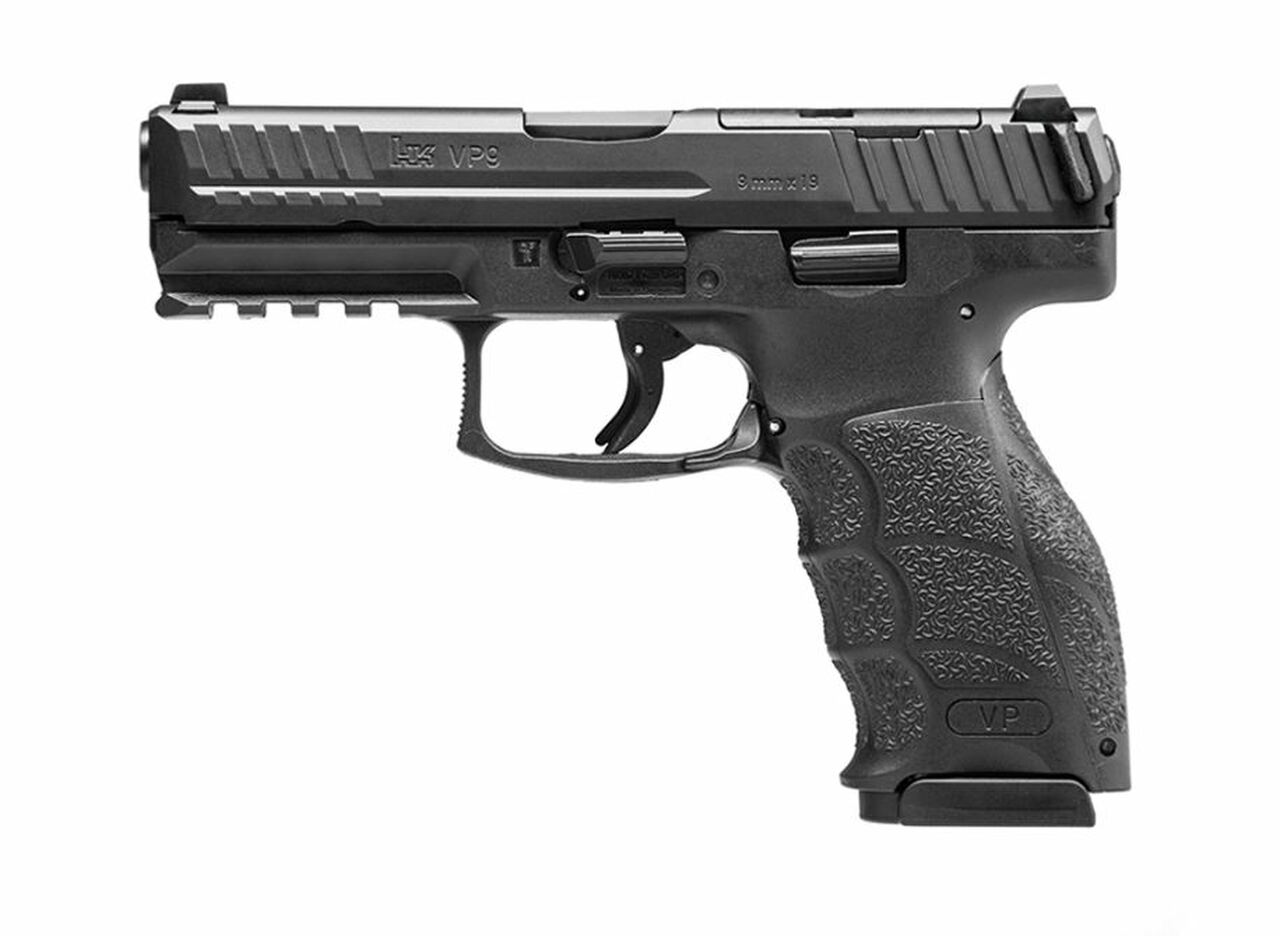 HK VP9 Optics Ready 9mm, 4.09" Barrel, Hi-Vis Front/Serrated Rear, Black, 2x17rd