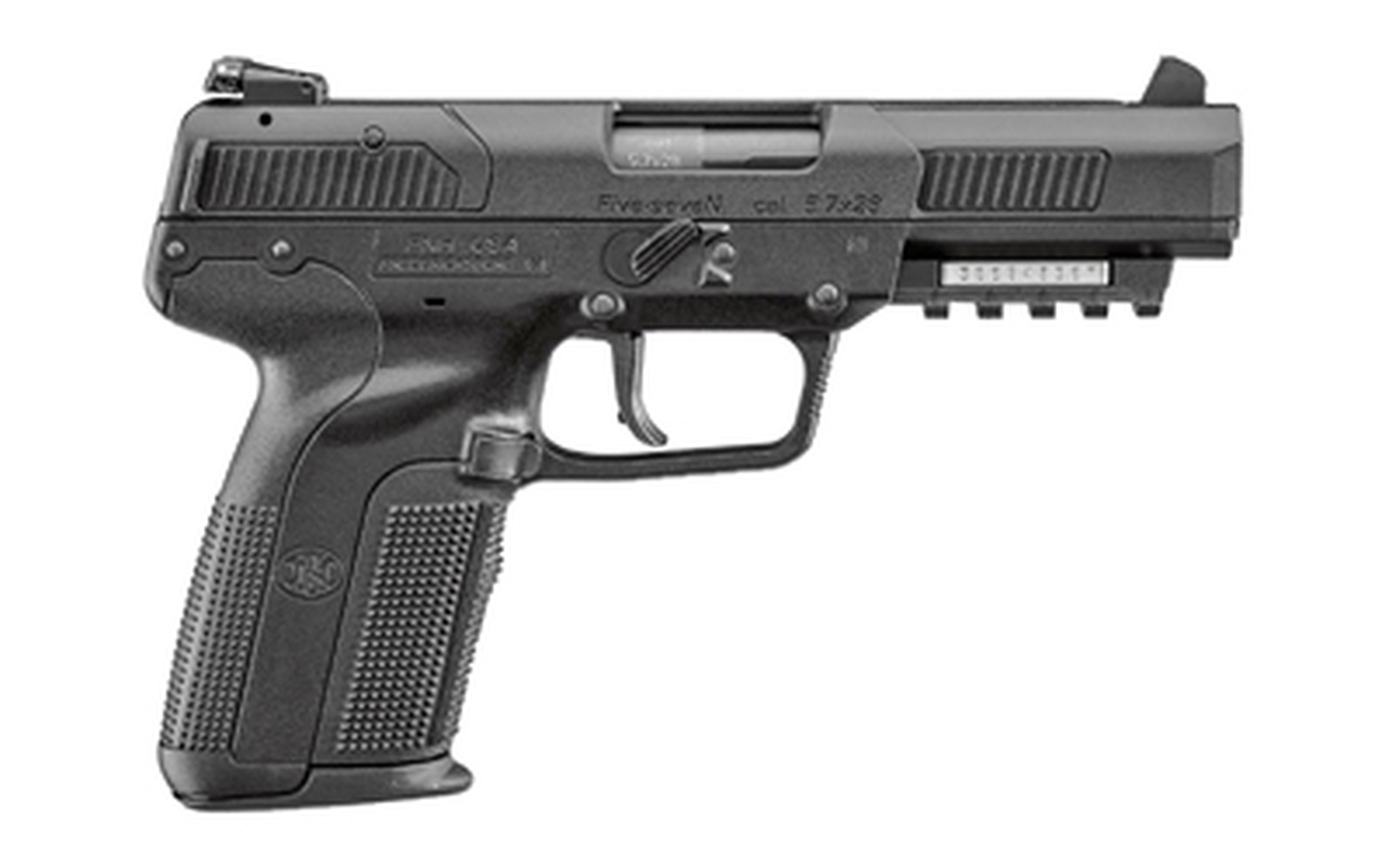 FN Five seveN, Striker Fired, Full Size, 5.7x28mm, 4.8" Barrel, Polymer Frame, Black, Ambidextrous, Adjustable Sights, 20Rd, 2 Magazines
