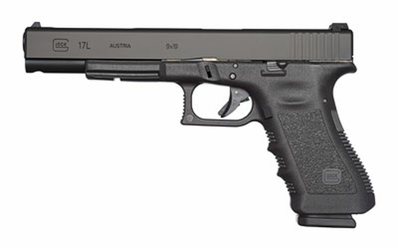 Glock 17L Striker Fired, 9mm, 6.02", Polymer, Black, 17Rd, Adjustable Sights