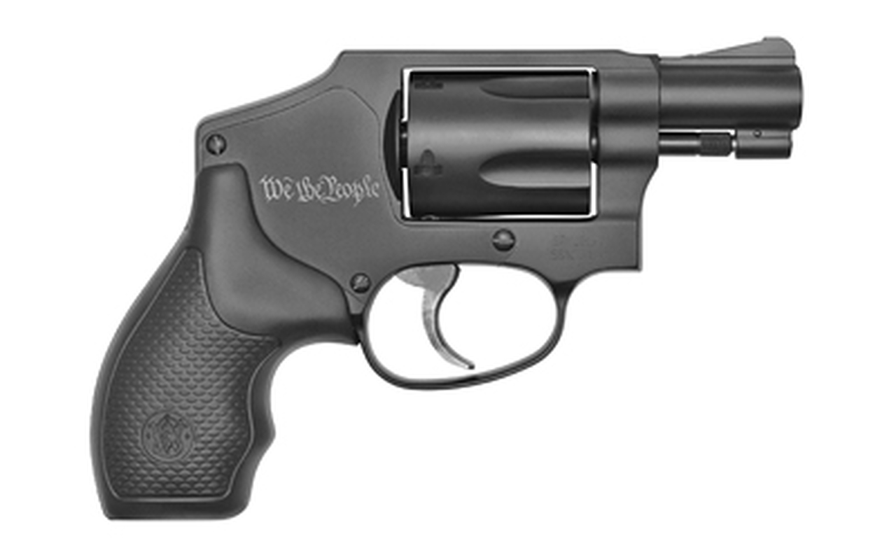Smith &amp; Wesson 442 38 Special, 1.875", Alloy Frame, Black, Rubber Grips, 5 Round, "We The People" Laser Engraved on Frame