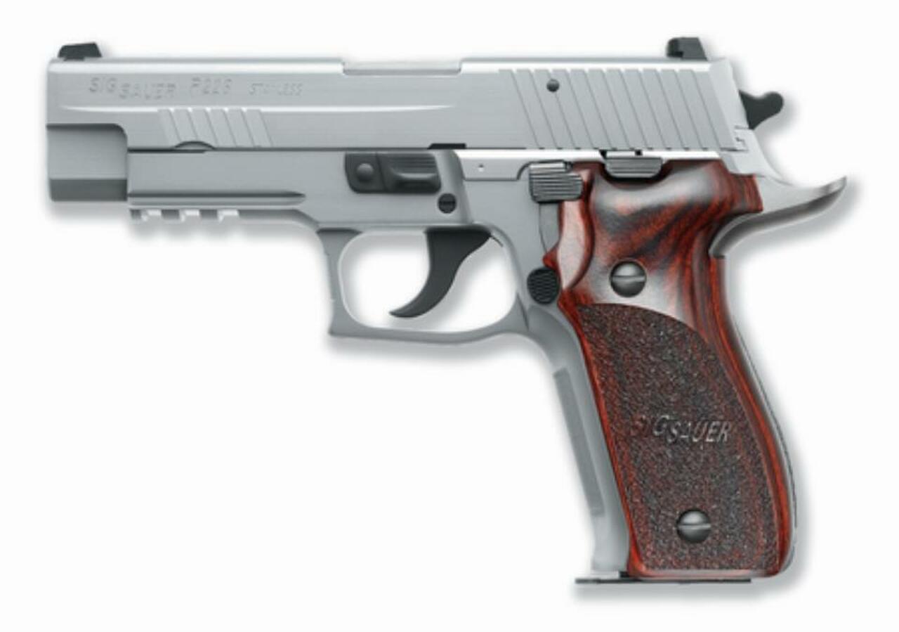 SIG P226 40 S&W 4.4In Stainless Elite Stainless Finish Da/Sa Siglite Rosewood Grip (2) 12Rd Steel MAG