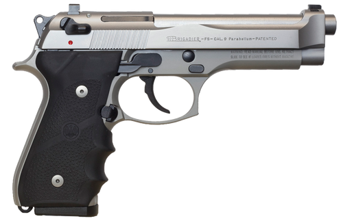 Beretta 92FS Brigadier 9mm, 4.9" Barrel, Silver Slide, 3 Dot Sights, 10rd