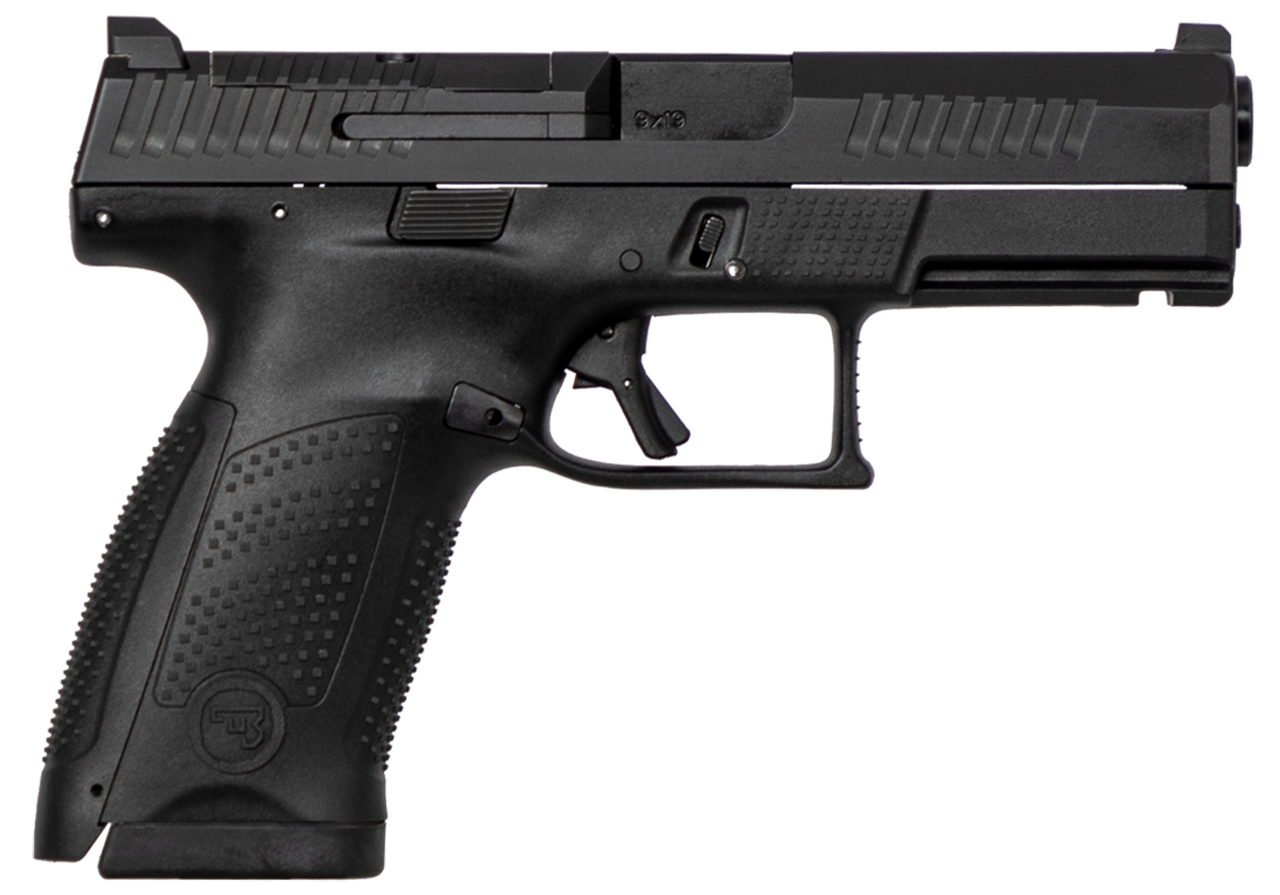 CZ P-10 USA Compact Optics Ready 9mm Double 4" Barrel, Black Interchangeable Backstrap Grip Black Polymer Frame Black Nitride Slide, 10rd