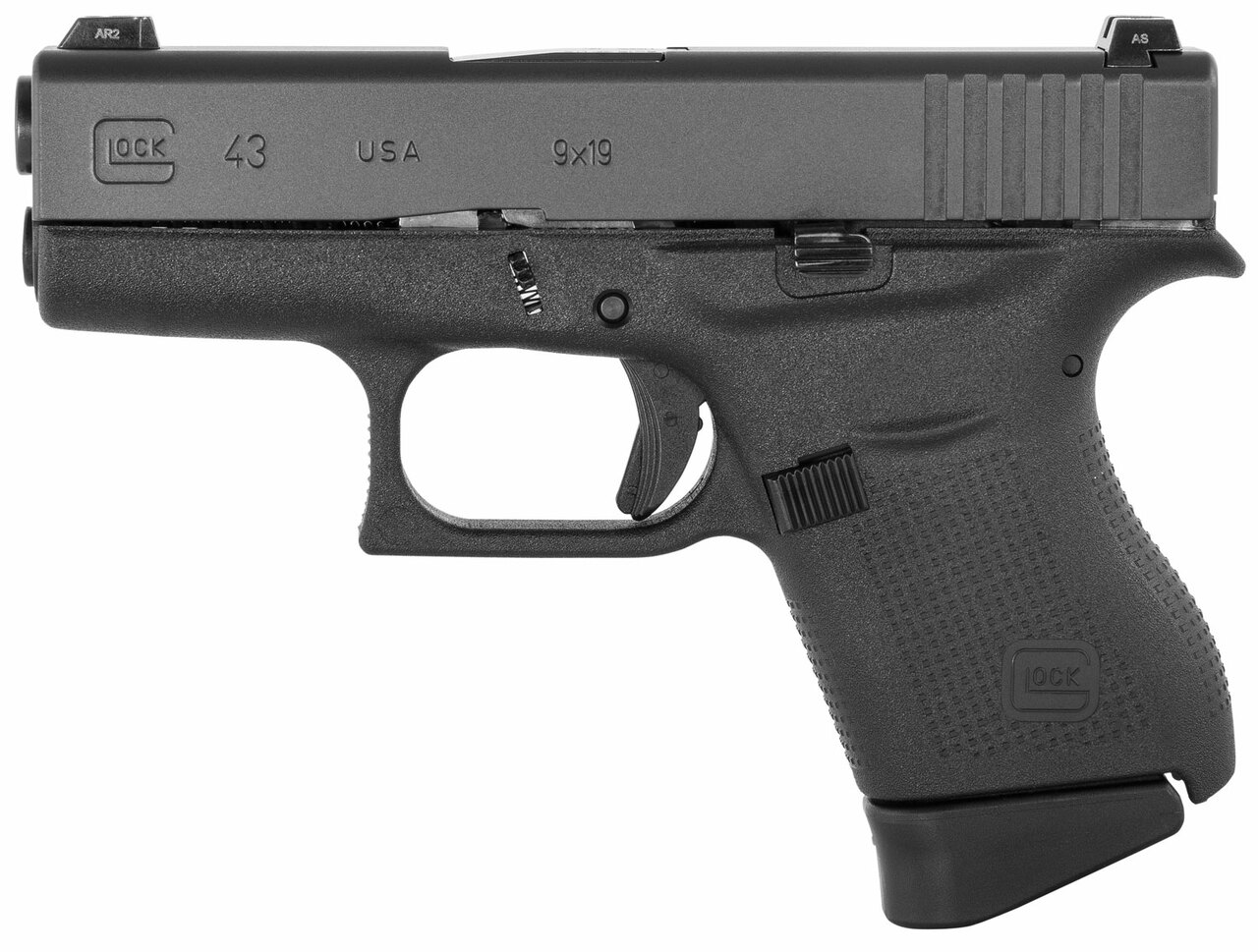 Glock G43 Subcompact 9mm, 3.41" Barrel, Glock Night Sights, Black, 6rd