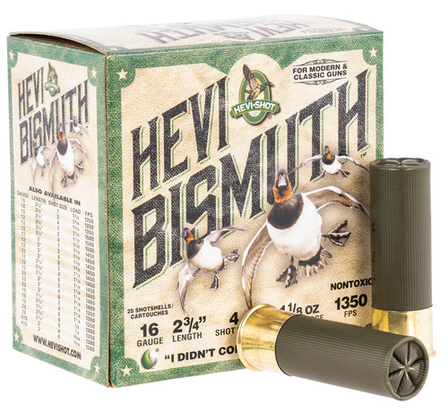 Hevi Shot Waterfowl 16 GA 2 75 1 1 8 Oz Bismuth 4 Shot 25rd Box