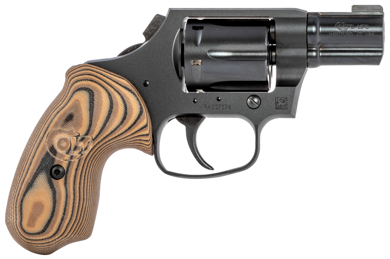Colt Night Cobra, Revolver, 38 Special, 2" Barrel, Steel Frame, Black, VZ Hyena Brown Grips, 6Rd, Brass Bead Front Sight