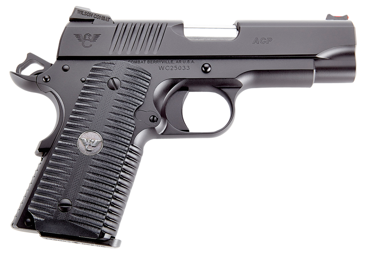 Wilson Combat ACP Compact 1911 SAO 45 ACP 4" 7rd Black Armor-Tuff Carbon Steel Black G10 Eagle Claw Grip