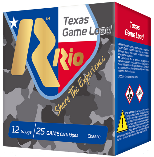 Rio Texas Game Load 12 Ga, 2.75", 1 1/4 oz, 7.5 Shot, 25rd Box