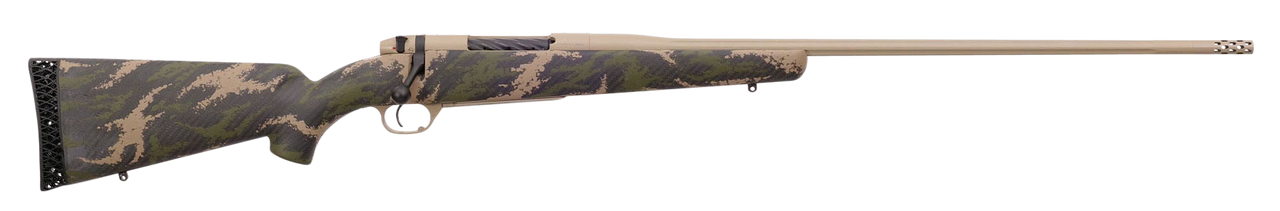Weatherby Mark V Back Country 257 Weatherby Mag, 26" Barrel, Carbon Fiber Green &amp; Tan Sponge Patterns, McMillan Tan Cerakote, 3rd