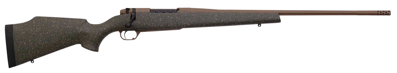 Weatherby Mark V Weathermark LT 6.5 Weatherby RPM, 26" Barrel, Steel Barrel, Green Black And, Flat Dark Earth, Fiberglass Stock, 3rd