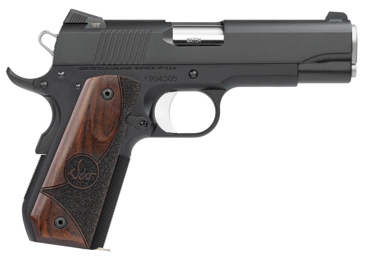 Dan Wesson Guardian 38 Super 4.25" Barrel Black Duty Finish Stainless Steel Wood Grip, 9rd Mag