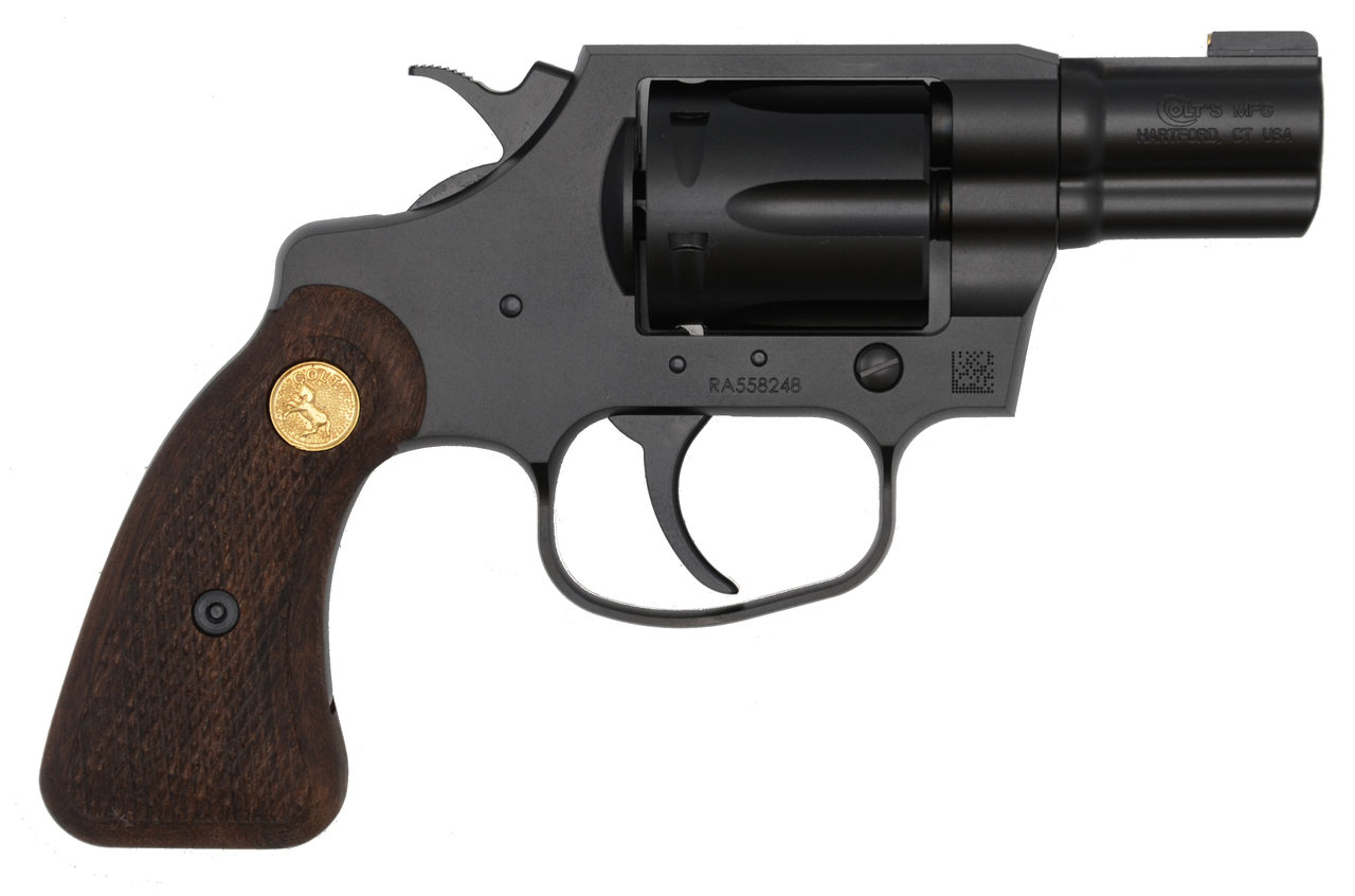 Colt Cobra Special Revolver, 38 Special, 2" Barrel, Steel Frame, Black PVD Finish, 6Rd, Brass Bead Front Sight, Retro Wood Grips