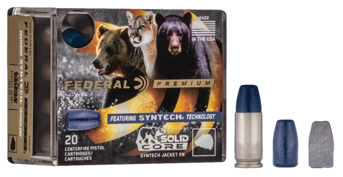 Federal Premium 45 ACP +P, 240gr, Solid Core Flat Nose, 20rd Box