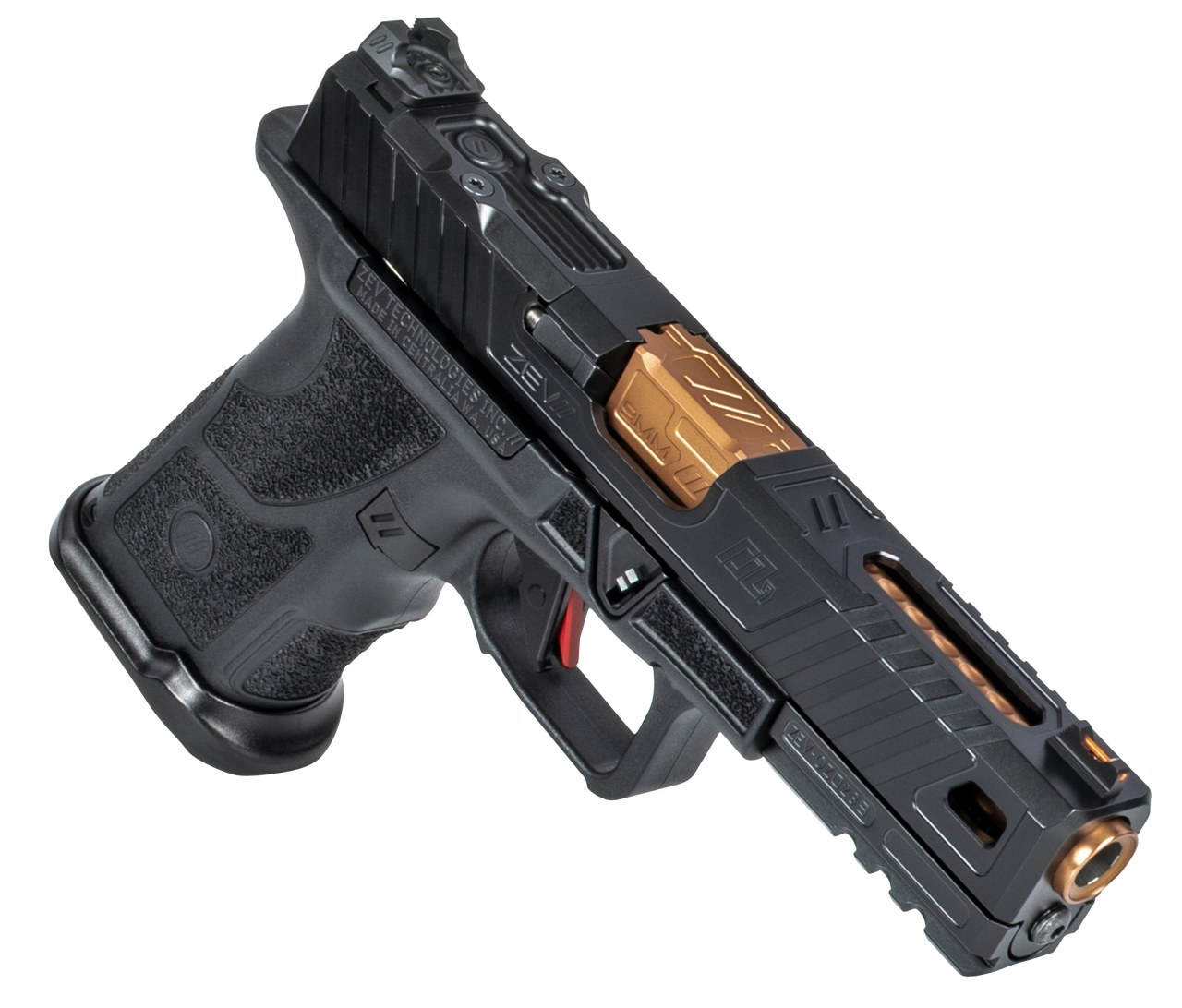 ZEV Technologies O.Z-9 Compact, Covert 9mm, 4.5" Bronze Barrel, Steel Frame, Polymer Grip, Black, 15rd