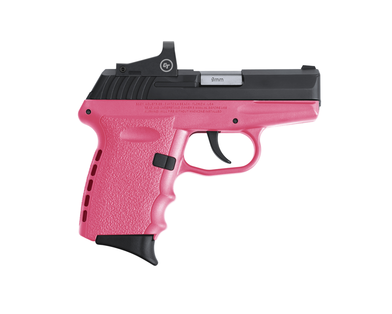 SCCY Industries CPX-2 RD 9mm 3.10" 10+1 Black Nitride Stainless Steel Slide Pink Polymer Grip NMS CTS-1500 Red Dot