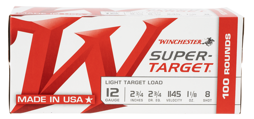 Winchester Super-Target 12 Ga, 2.75", 1 1/8 oz, 8 Shot, 100rd Box