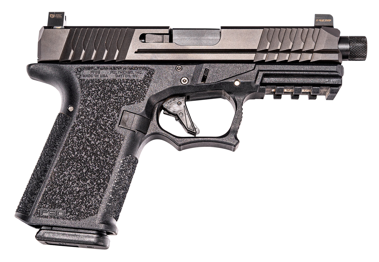 Polymer80 PFC9 Compact 9mm 4.02", NS Black Aggressive Textured Black Polymer Grip, 15 rd