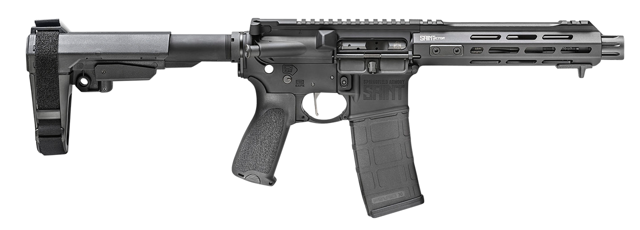 Springfield Saint Victor AR-15 Pistol 5.56/223 7.5" Barrel Black Hard Coat Anodized, Black Bravo Mod3 5 Position SBA3 Brace, 30 rd