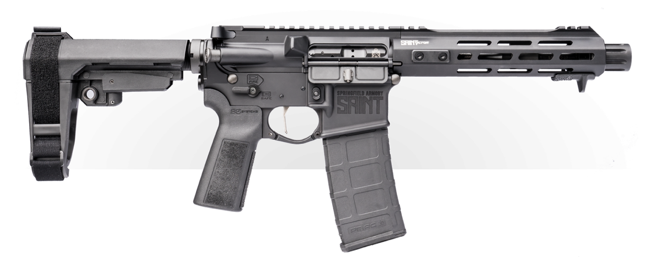 Springfield Saint Victor AR-15 Pistol 223/556, 7.5" Barrel, Blast Diverter, Free-float Handguard M-Lok and Handstop, SBA3 Brace, 30Rd Mag