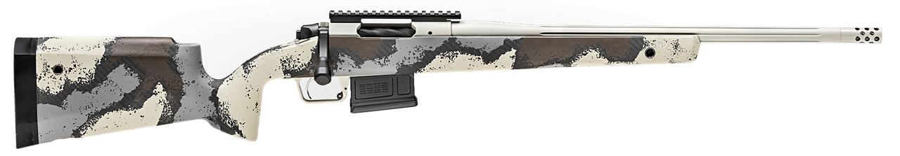 Springfield Model 2020 Waypoint 308 Win, 20" Fluted Stainless Barrel, SA Radial Brake, Tan, Desert Verde Cerakote, Ridgeline Camo Carbon Fiber Stock M-LOK, TriggerTech Adj Trigger, AICS 5rd Mag