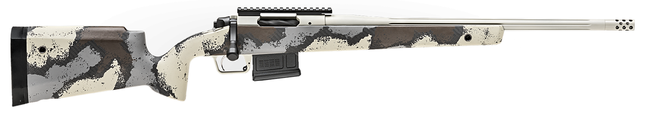 Springfield Model 2020 Waypoint 6MM Creedmoor, 20" Fluted Stainless Barrel, SA Radial Brake, Tan, Desert Verde Cerakote, Ridgeline Camo Carbon Fiber Stock M-LOK, TriggerTech Adj Trigger, AICS 5rd Mag